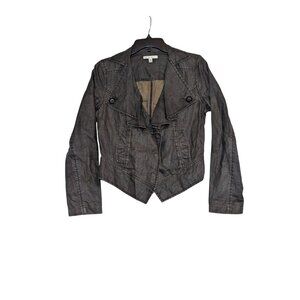 Cabi Small Waxed Motorcycle Jacket - Edgy Asymmetrical Style For Women